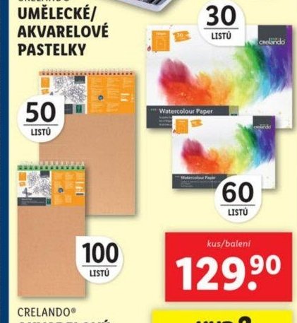 CRELANDO Akvarelový papír / blok na kreslení A3/A4