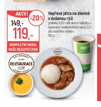 Vepřová játra na slanině s dušenou rýží