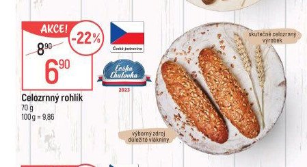 Celozrnný rohlík