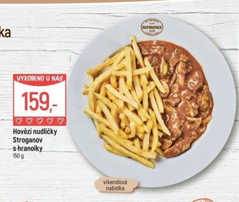Hovězí nudličky Stroganov s hranolky