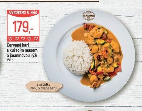 Červené kari s kuřecím masem a jasmínovou rýží