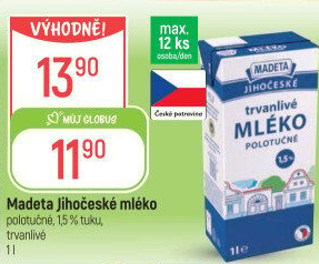 Mléko trvanlivé Jihočeské Madeta - 1,5% polotučné