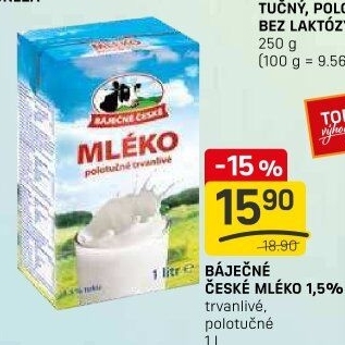 Mléko trvanlivé Báječné české Madeta - 1,5% polotučné