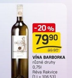 Vína Vinařství Barborka