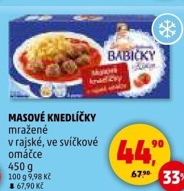 Knedlíčky masové v rajské omáčce mražené Dobroty babičky Kláry