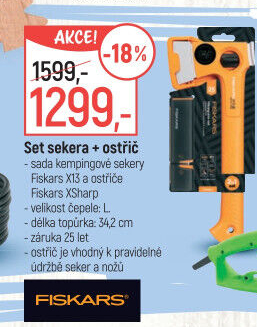 Set sekera + ostřič + rukavice Fiskars