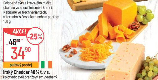Sýr Cheddar irský 48%