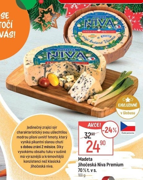 Sýr Niva Premium Jihočeská 70% Madeta