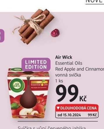 Air Wick Essential Oils Red Apple and Cinnamon vonná svíčka 1 ks