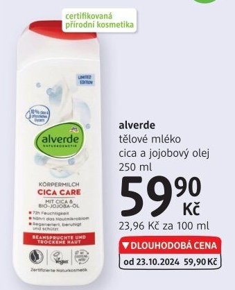 alverde tělové mléko cica a jojobový olej