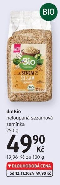dmBio neloupaná sezamová semínka
