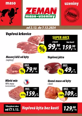 akční leták ZEMAN maso - uzeniny 2.12.2024-7.12.2024