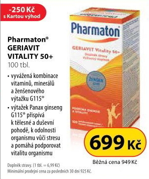 Doplněk stravy Geriavit Pharmaton Vitality 50+