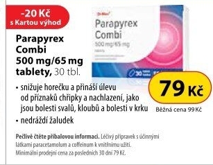 Tablety proti horečce a bolesti Parapyrex Combi Dr.Max