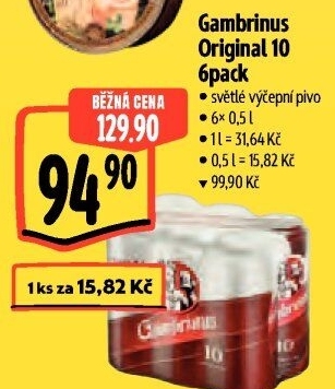 Pivo světlé výčepní Originál 10° Gambrinus