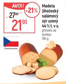 Sýr uzený salámový 44% Jihočeský Madeta