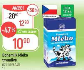 Mléko trvanlivé Bohemilk - 1,5% polotučné