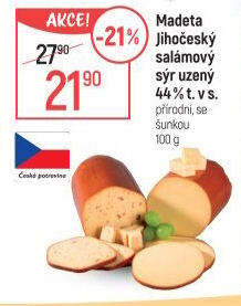 Sýr uzený salámový 44% Jihočeský Madeta