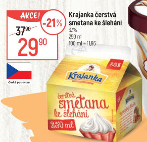 Smetana ke šlehání Krajanka 33%