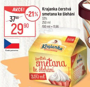 Smetana ke šlehání Krajanka 33%