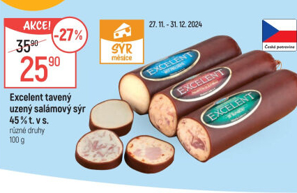 Sýr tavený salámový uzený 45% Excelent
