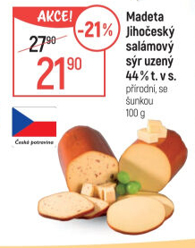 Sýr uzený salámový 44% Jihočeský Madeta