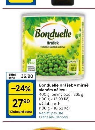 Bonduelle Hrášek v mírně slaném nálevu 400 g