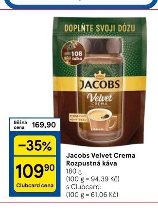 Jacobs Velvet Crema Rozpustná káva 180 g