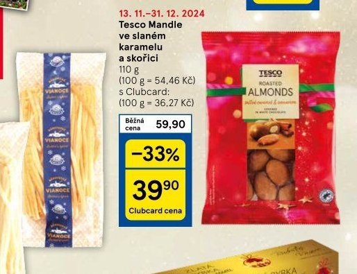 Tesco Mandle ve slaném karamelu a skořici 110 g