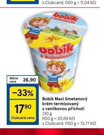 Bobík Maxi Smetanový krém termizovaný s vanilkovou příchutí