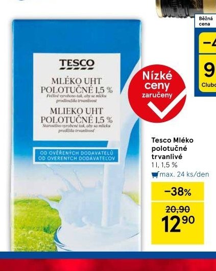 Tesco Mléko polotučné trvanlivé