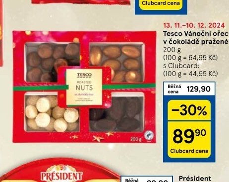 Tesco Vánoční ořechy v čokoládě pražené