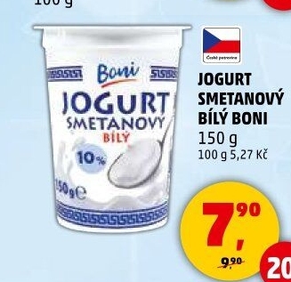 Bílý jogurt smetanový Boni
