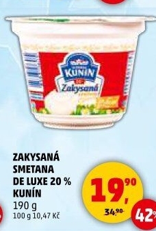 Zakysaná smetana de luxe Mlékárna Kunín 20%