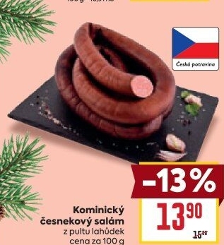 Salám kominický česnekový točený Kostelecké uzeniny