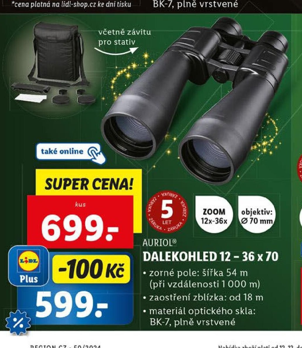 Auriol dalekohled 12-36x70