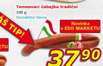 Čabajka tradiční Temesvari Uzenářství Vávra