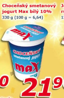 Jogurt smetanový max bílý Choceňský