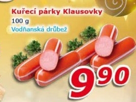 Párky kuřecí Klausovky Vodňanské kuře