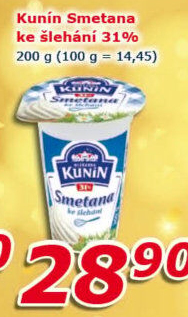Smetana ke šlehání Mlékárna Kunín 31%