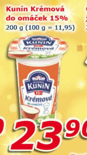 Smetana krémová do omáček Mlékárna Kunín 15%