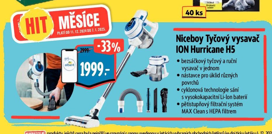 Niceboy Tyčový vysavač ION Hurricane H5