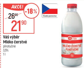Mléko čerstvé Váš Výběr - 3,5% plnotučné