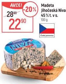 Sýr Niva Jihočeská 45% Madeta