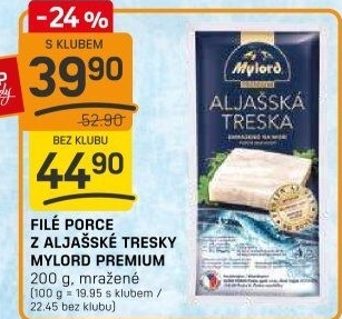 Aljašská treska filé bez kosti mražené Premium Mylord