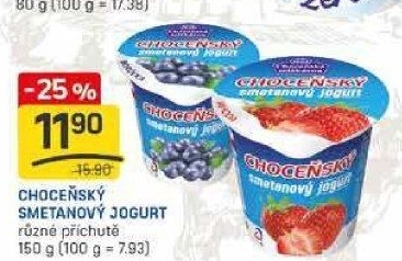 Jogurt smetanový ochucený Choceňský