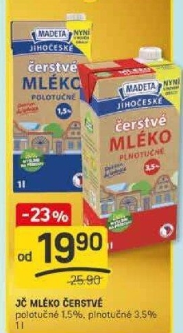 Mléko čerstvé Jihočeské Madeta