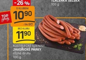 Párky javořické Kostelecké uzeniny
