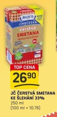 Smetana čerstvá ke šlehání Jihočeská Madeta 33%