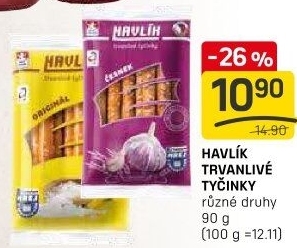 Tyčinky trvanlivé se sýrem a solí Havlík